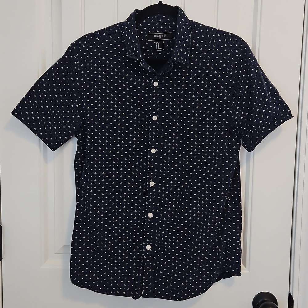 Forever 21 Navy Blue Patterned Shirt